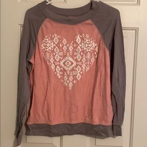 Pink and Gray Tribal Patterned Heart Sweatshirt